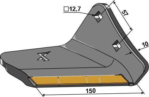 Stubble share 130mm - right - Hard metal