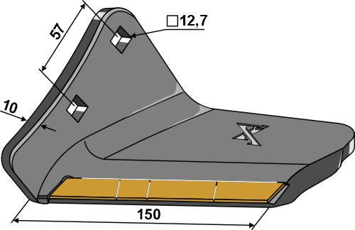 Stubble share 130mm - left - Hard metal