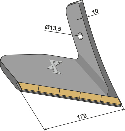 Stubble share 170mm - right - Hard metal