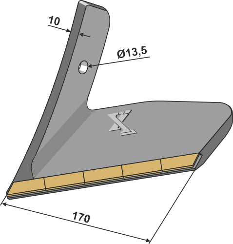Stubble share 170mm - left - Hard metal