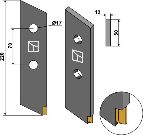 Bolt-on tine - Hard metal