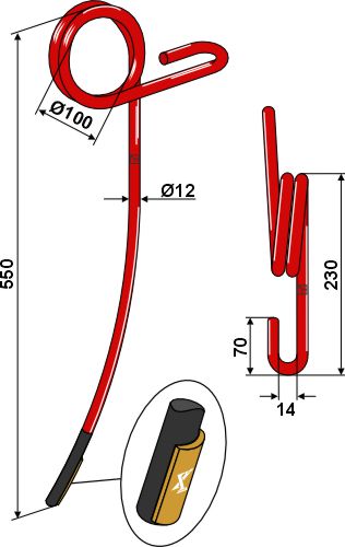 Following tine Ø12mm - Hard metal