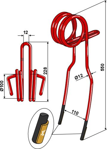 Following tine Ø12mm - Hard metal