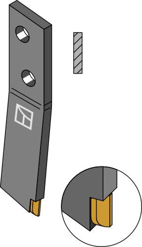 Bolt-on tine - right - Hard metal