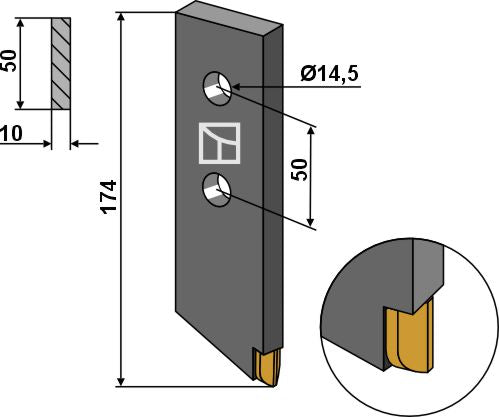 Bolt-on tine - Hard metal