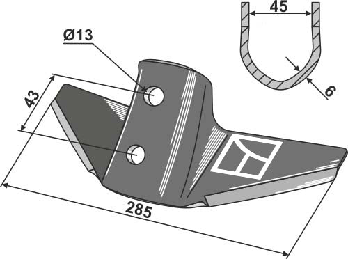 Stubble share for Kongskilde system 285mm