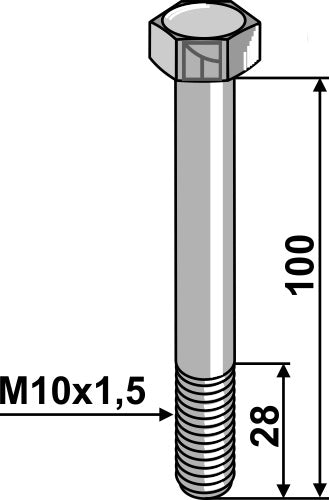 Hexagon bolt M10 without nut