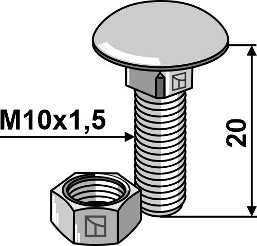 Bolt M10x1,5x20 galvanized with nut