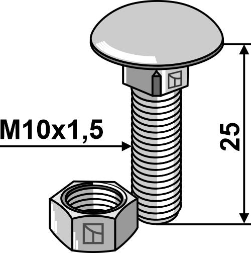 Bolt M10x1,5x25 galvanized with nut