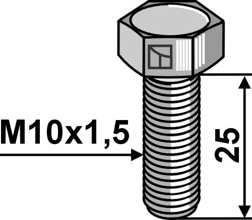 Hexagon bolt M10x1,5x25 without nut - Galvanized