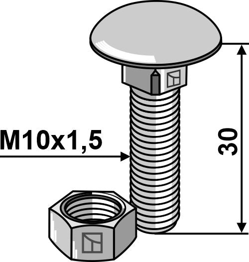 Bolt M10x1,5x30 galvanized with nut