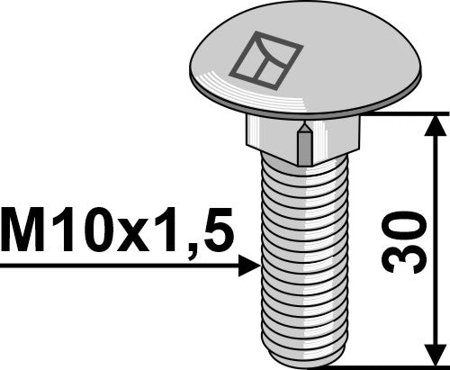 Saucer-head screw M10x1,5x30 without nut - galvanized