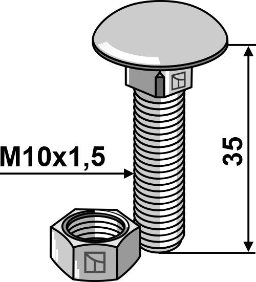 Bolt M10x1,5x35 galvanized with nut