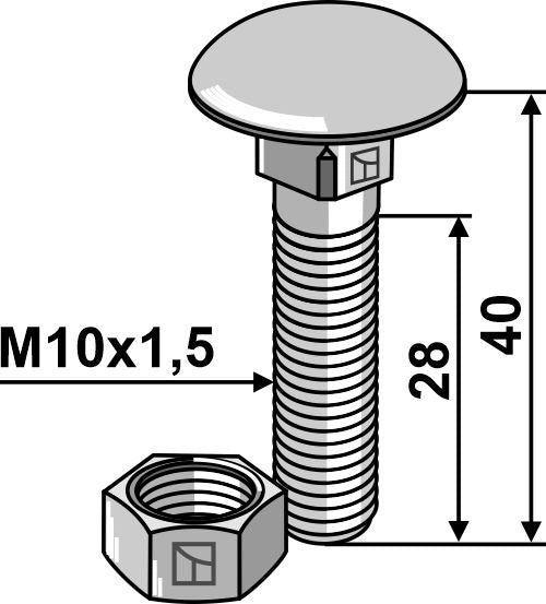 Bolt M10x1,5x40 galvanized with nut