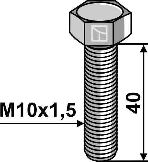 Hexagon bolt  M10x1,5x40  without nut - galvanized