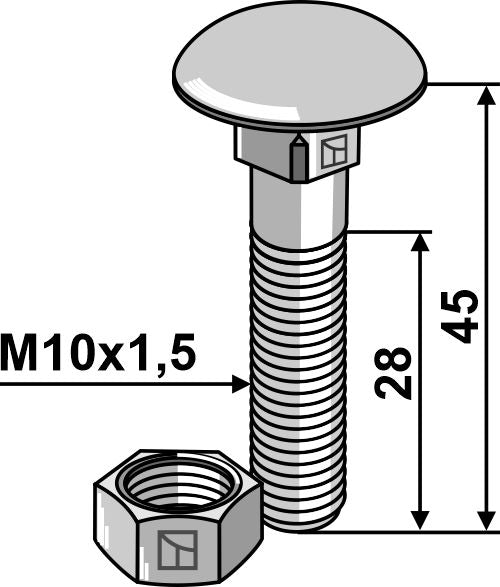 Bolt M10x1,5x45 galvanized with nut