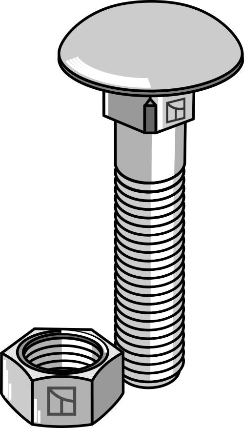 Bolt M10x1,5x45 galvanized with nut