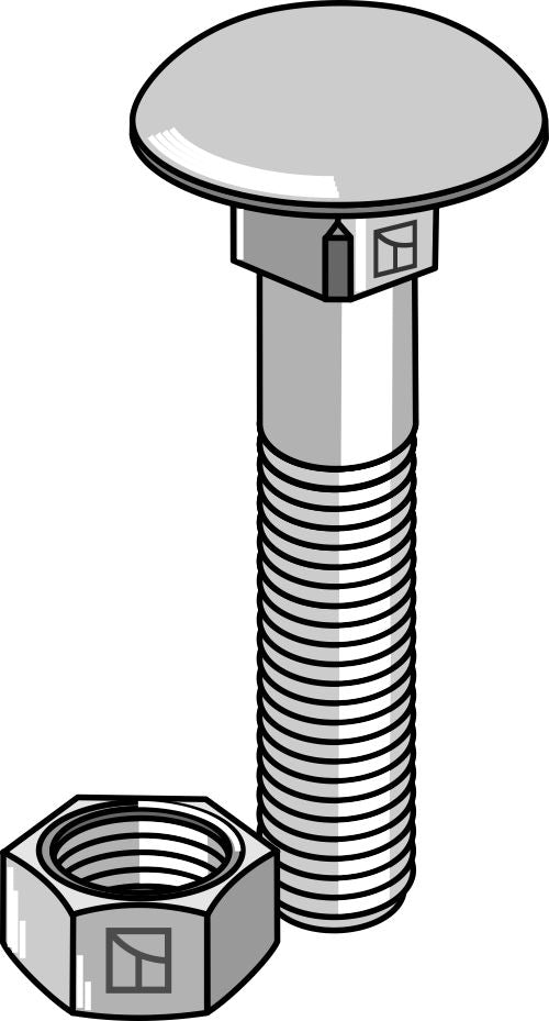 Bolt M10x1,5x50 galvanized with nut