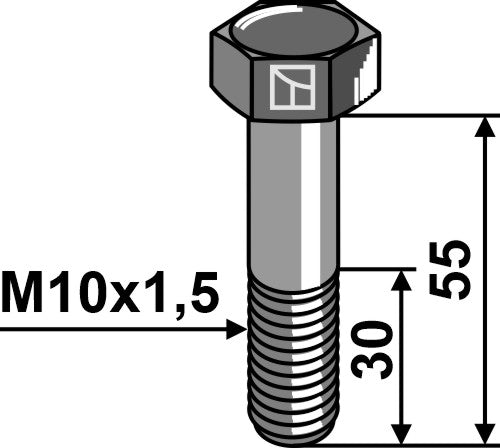 Hexagon bolt M10x1,5x55 without nut