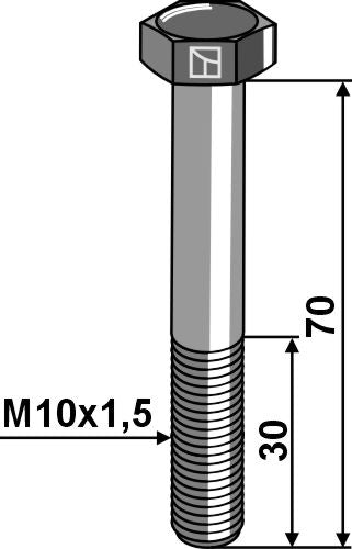 Hexagon bolt M10x1,5x70 without nut
