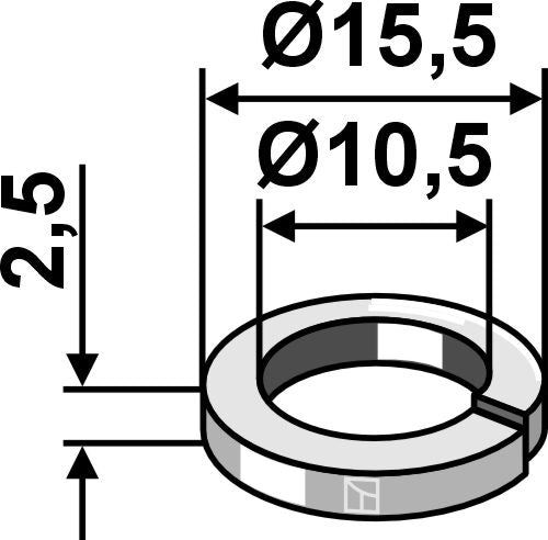 Split washer Ø15,5x2,5xØ10,5 - DIN7980 (A4) A10