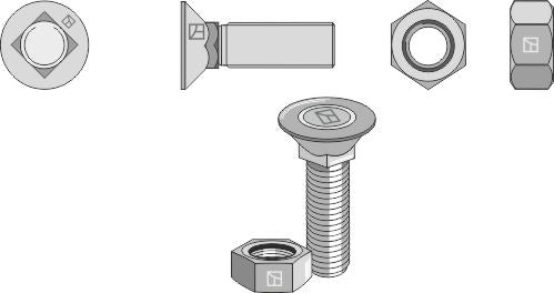 Plough bolt DIN608 M11x1,5x35 and hexagon nut