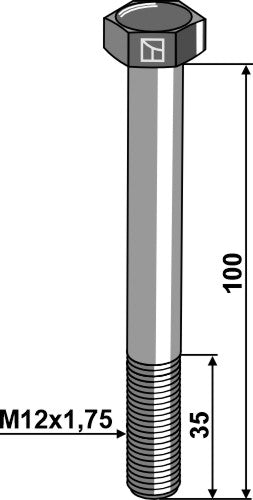 Machine screw M12 - DIN931 - 12.9