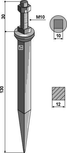 Harrow teeth from boron steel with square neck