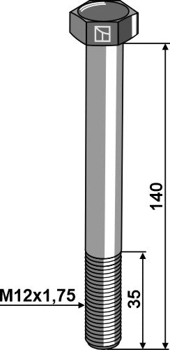 Hexagon bolt M12x1,75x140 without nut