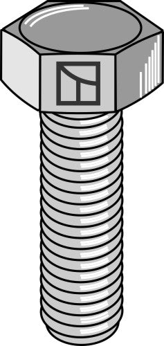 Hexagon bolt M12x1,75x35 without nut - galvanized