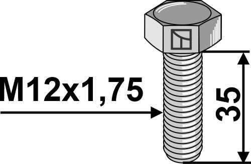 Hexagon bolt M12x1,75x35 without nut - galvanized