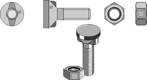 Plough bolt M12x1,75x35 with hexagon nut