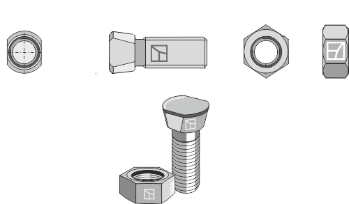 Plough bolt 1/2''UNCx36 with hexagon nut