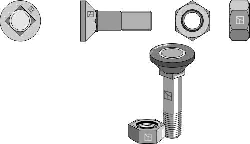 Plough bolt M12x1,75x36 and hexagon nut