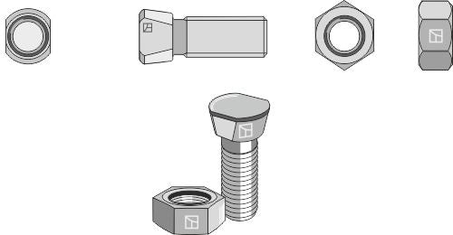 Plough bolt M12x1,75x38 with hexagon nut