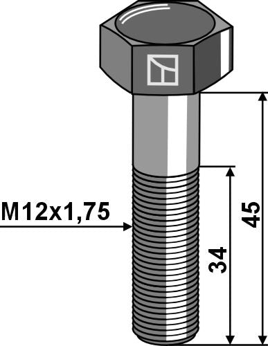 Hexagon bolt M12x1,75x45 without nut
