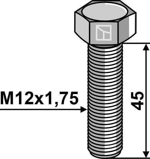 Hexagon bolt  M12x1,75x45 without nut - Galvanized