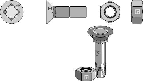 Plough bolt M12x1,75x45 and hexagon nut