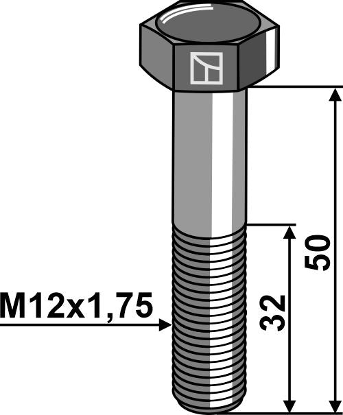 Hexagon bolt M12x1,75x50 without nut