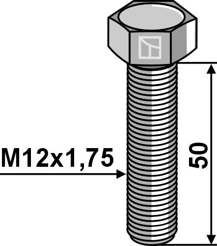 Hexagon bolt  M12x1,75x50 without nut - Galvanized