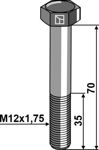 Machine screw M12 - DIN931 - 12.9