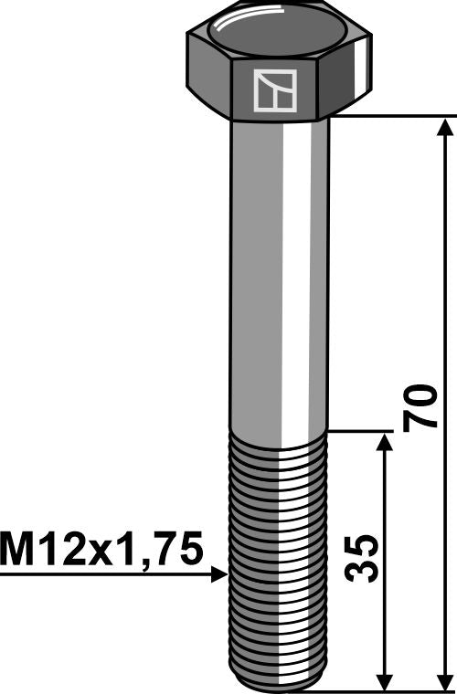 Hexagon bolt M12x1,75x70 without nut