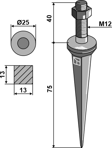Harrow teeth from boron steel with square neck