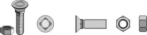 Plough bolt DIN608 M12x1,75x80 and hexagon nut