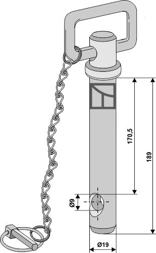 socket pin with chain and linch pin