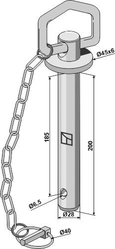 socket pin with chain and linch pin