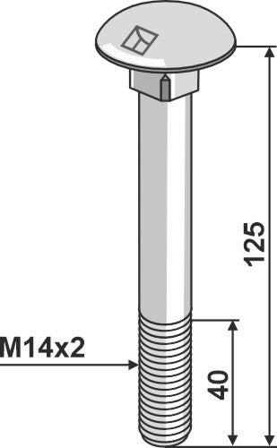 Bolt M14 galvanized without nut