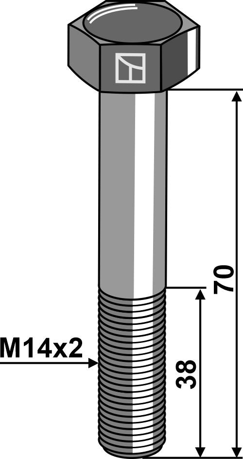 Hexagon bolt M14x2x70 without nut