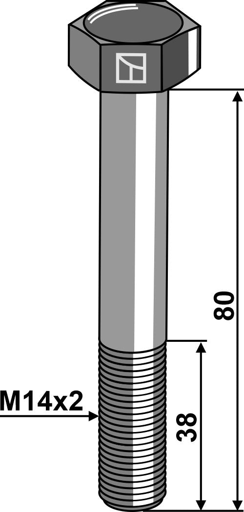 Hexagon bolt M14x2x80 without nut
