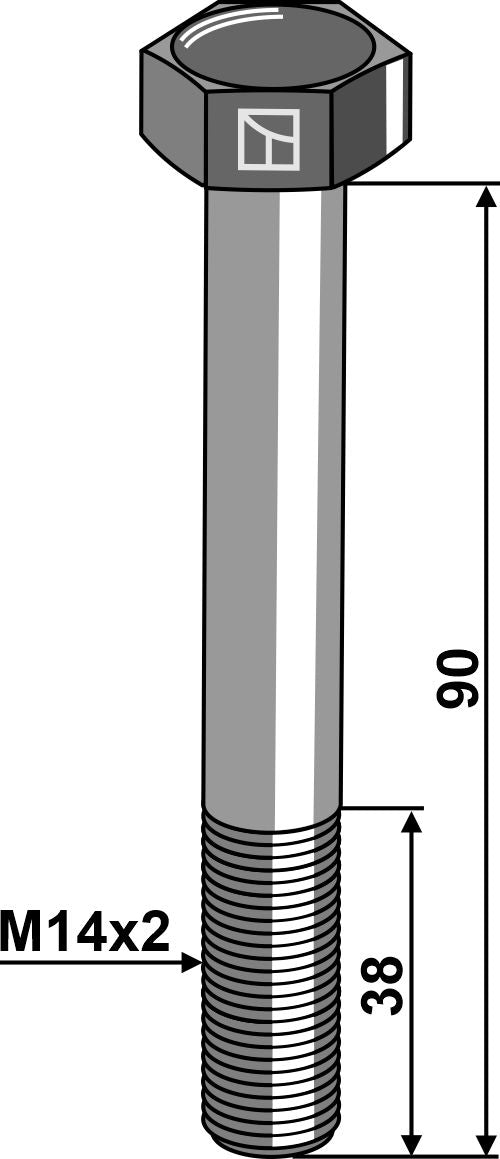 Hexagon bolt M14x2x90 without nut
